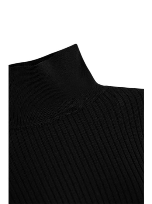 Maglia crop a costine in viscosa nero Liviana Conti | F4WF08Y69-0